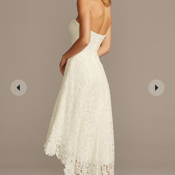 NWT Galina High-Low Lace Corded Strapless Wedding Dress - Picture 3 of 7